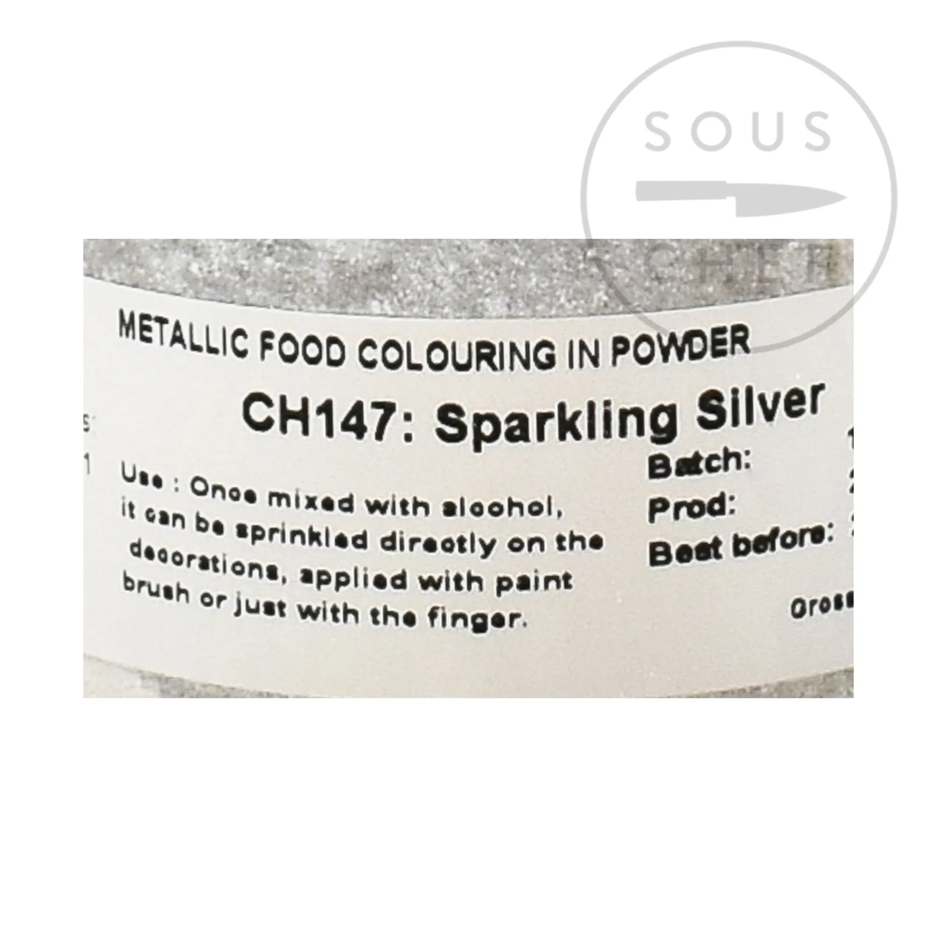 Deco Relief Edible Metallic Sparkling Silver Powder Food Colour, 25g