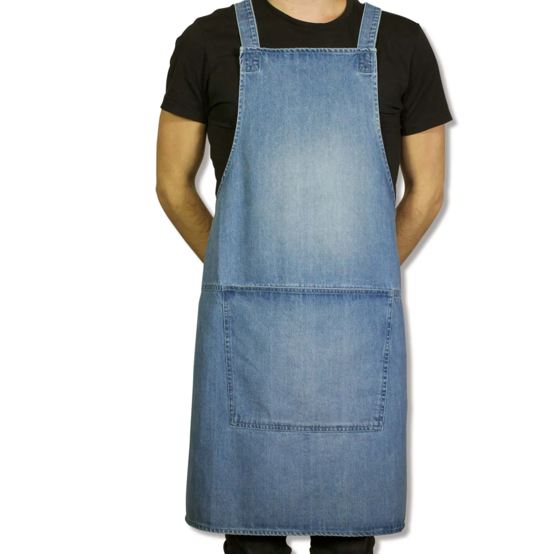 Dutchdeluxes Denim Suspender Apron in Blue