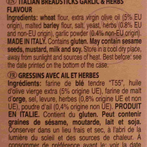 Grissini Garlic & Herbs Breadsticks, 125g