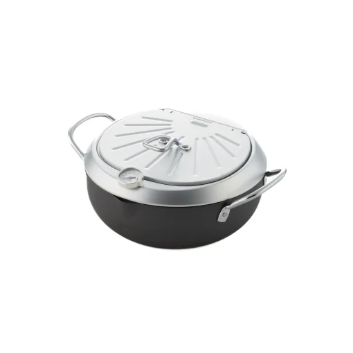 Japanese Tempura Frying Pot with Temperature Probe & Drip Rack