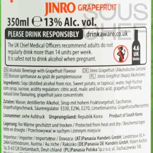 Jinro Chamisul Grapefruit Soju 13V, 350ml