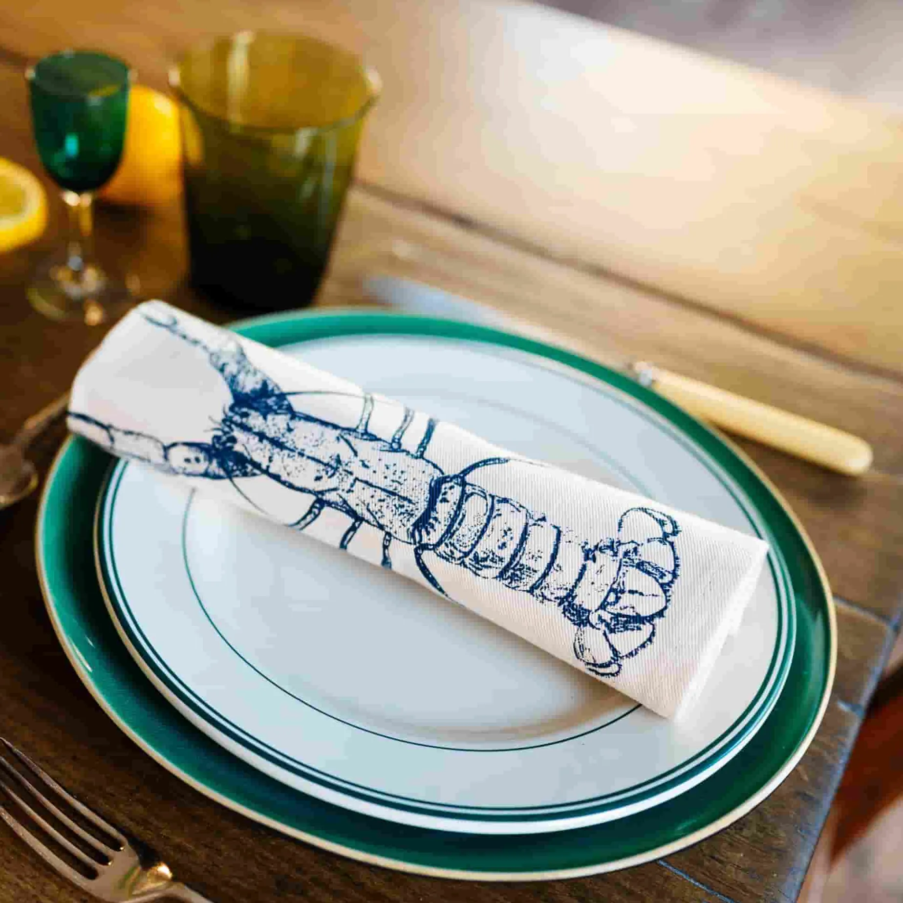 Lottie Day Set of 4 Blue Lobster Napkins