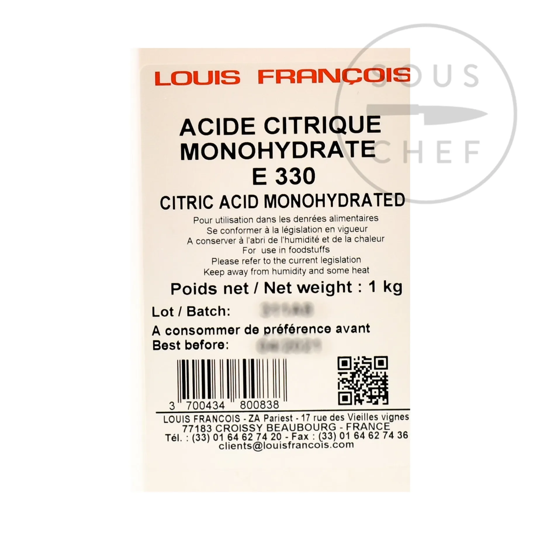 Louis Francois Citric Acid Powder, 1kg