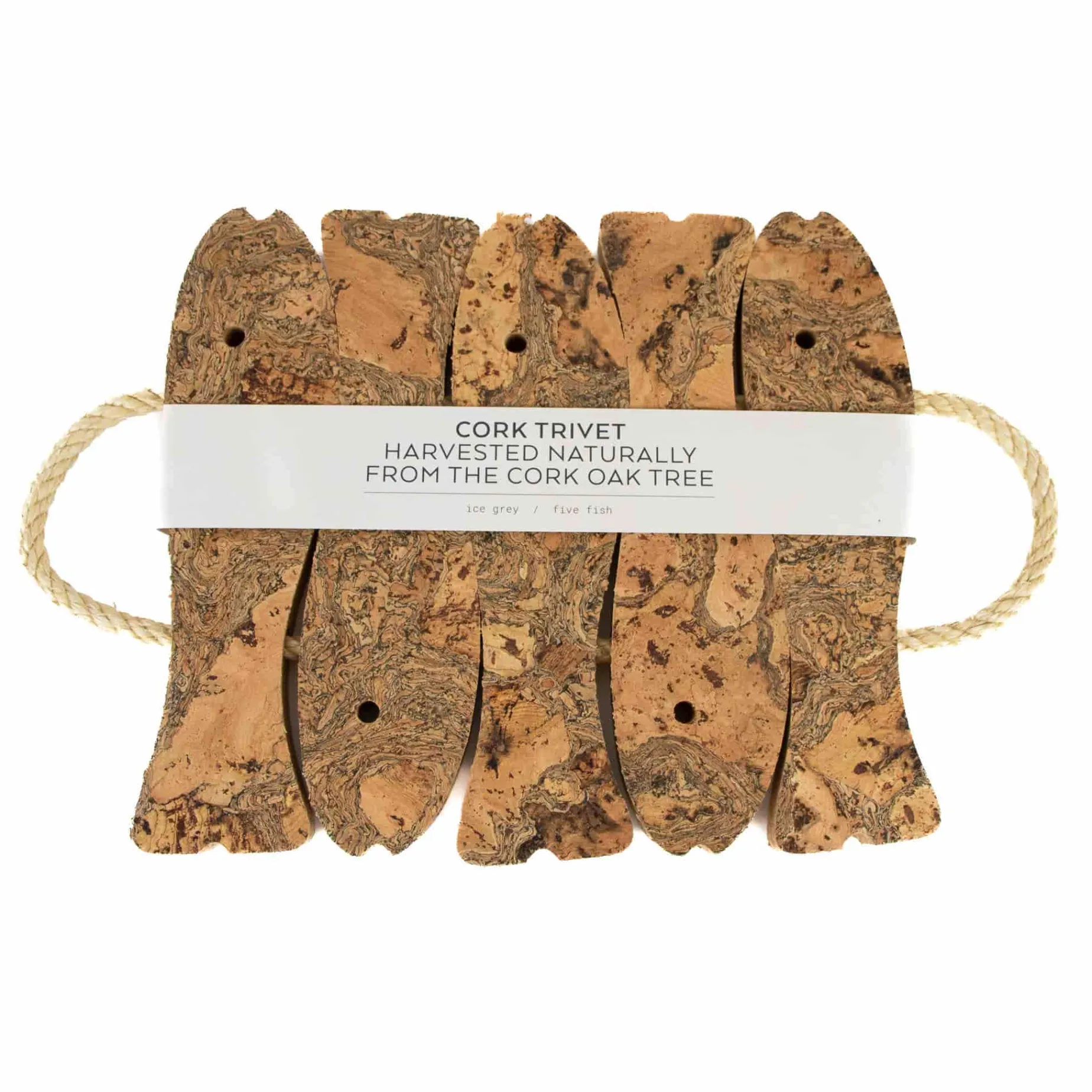 Marbled Cork Five Fish Trivet, 22cm