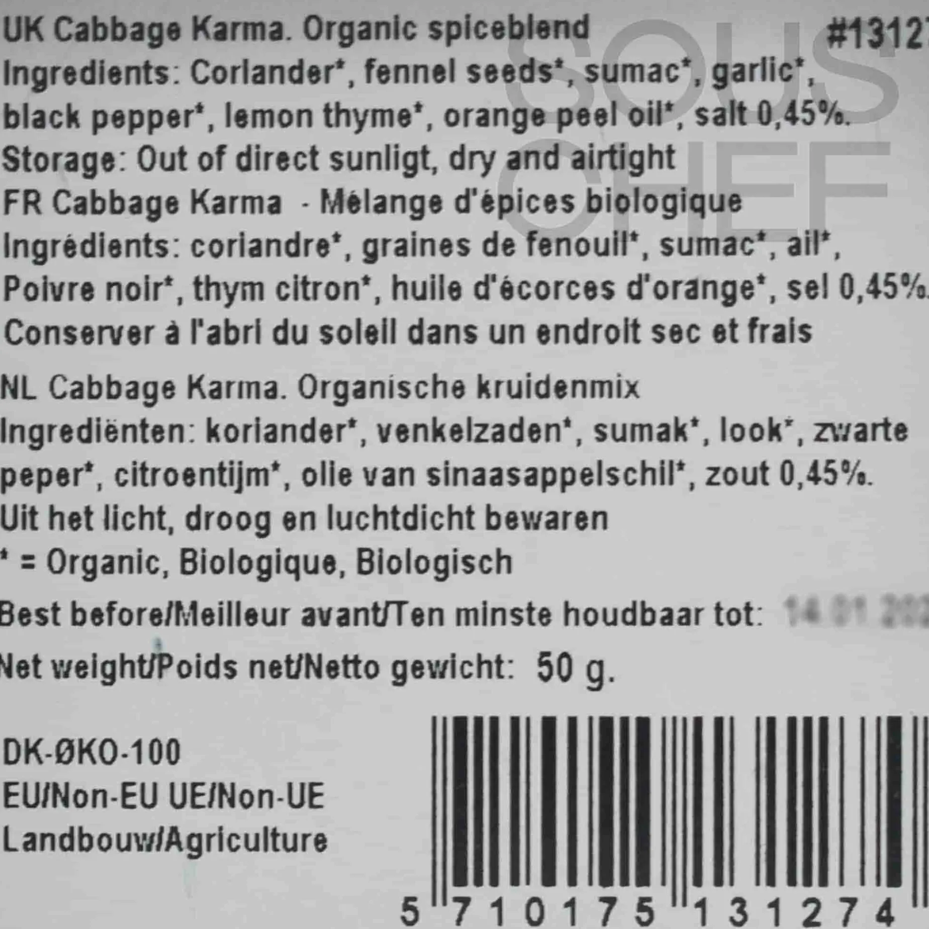 Mill & Mortar Organic Cabbage Karma Spice Blend, 50g