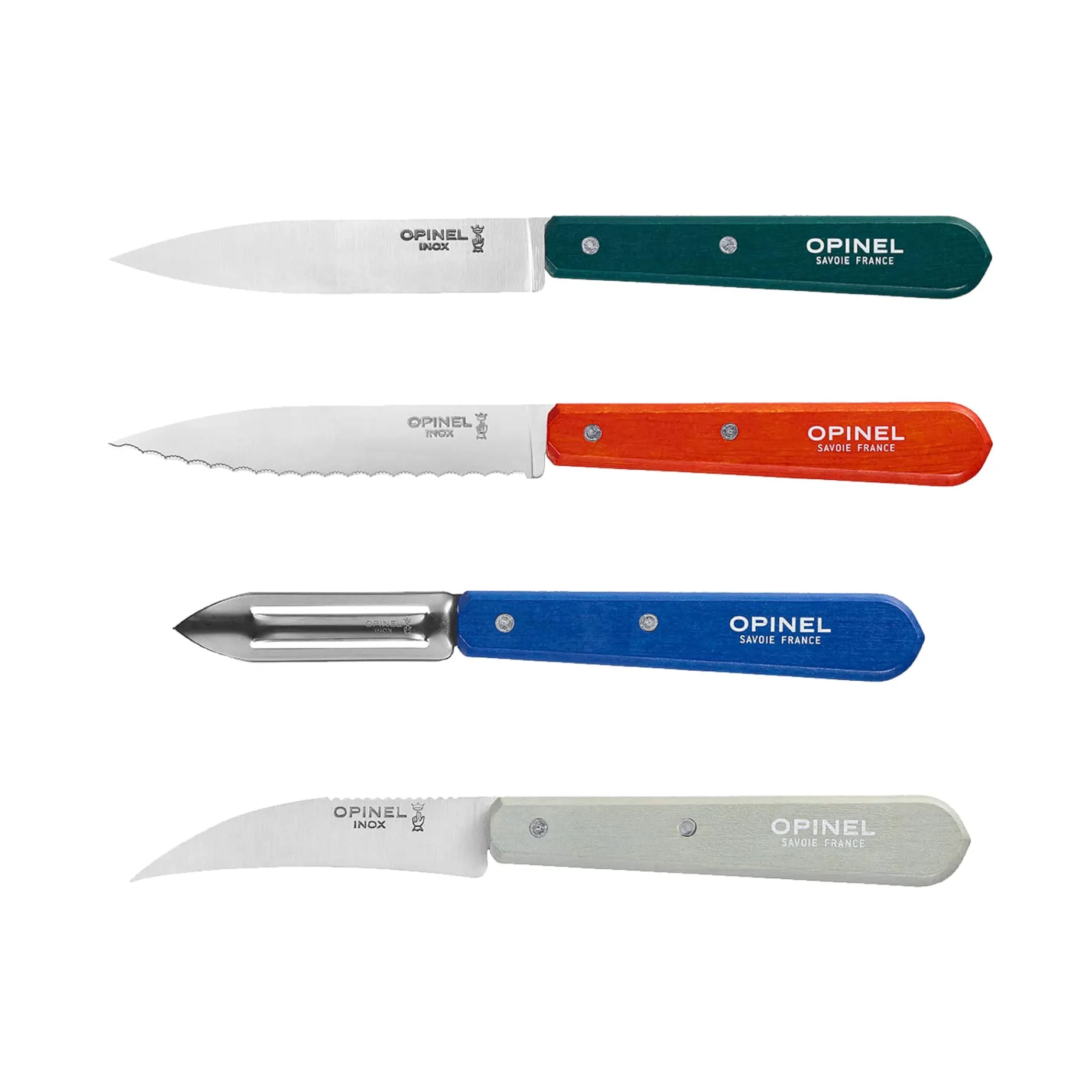 Opinel 4 Piece Red & Blue Kitchen Essentials Knife Set