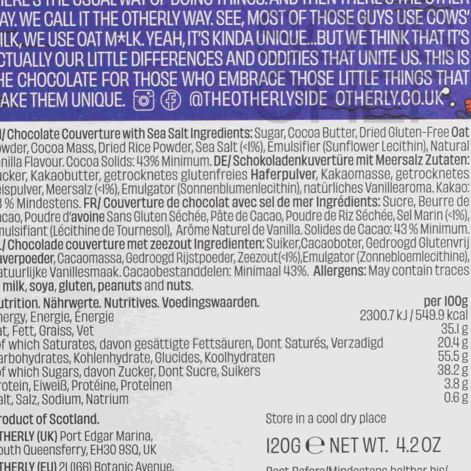 Otherly Sea Salt Oatm*lk Chocolate Bar, 120g