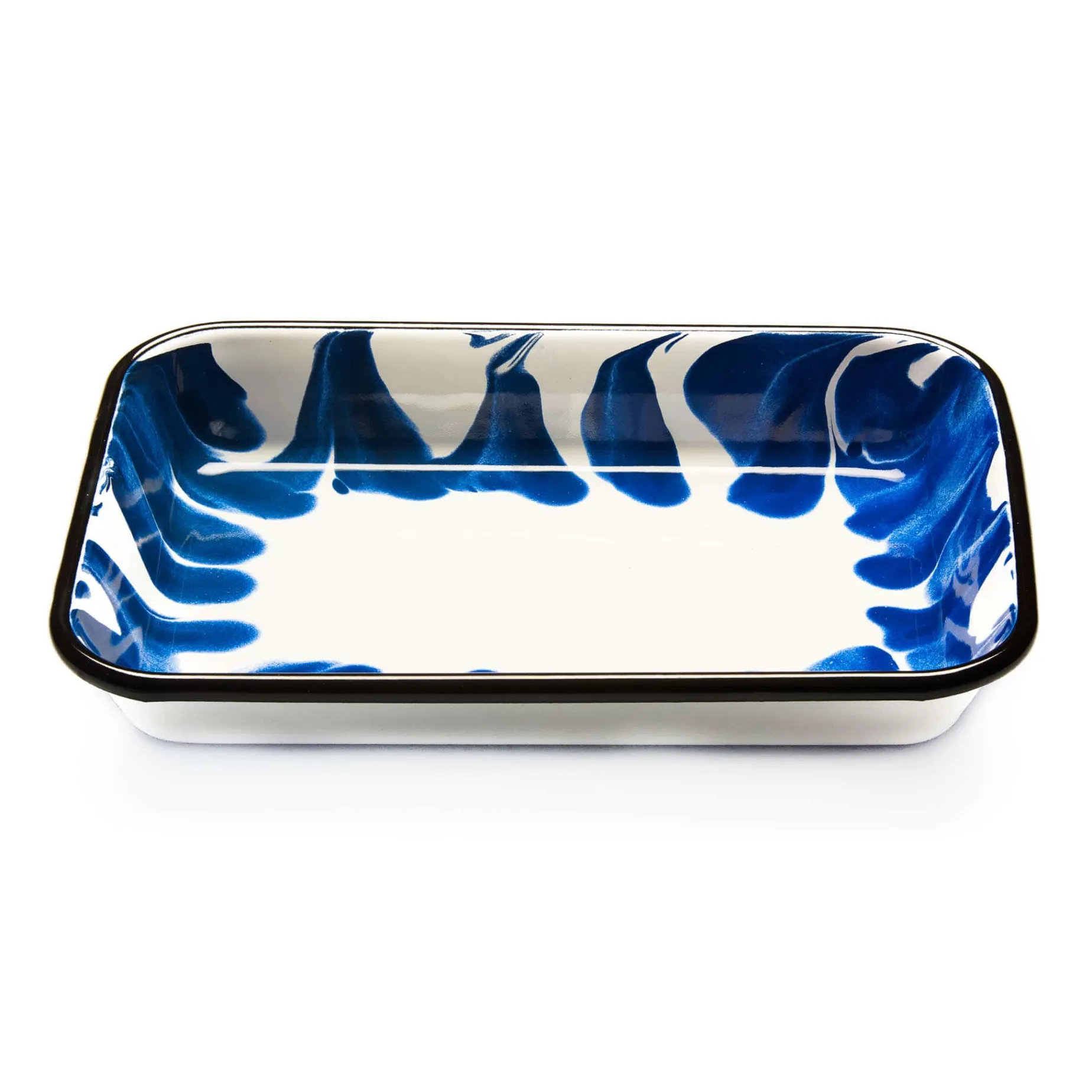 Paintstroke Enamel Roasting & Serving Dish, Blue & White