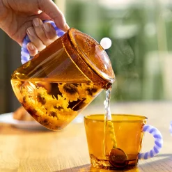 Set of 2 Amber Glass Tea Cups, 300ml
