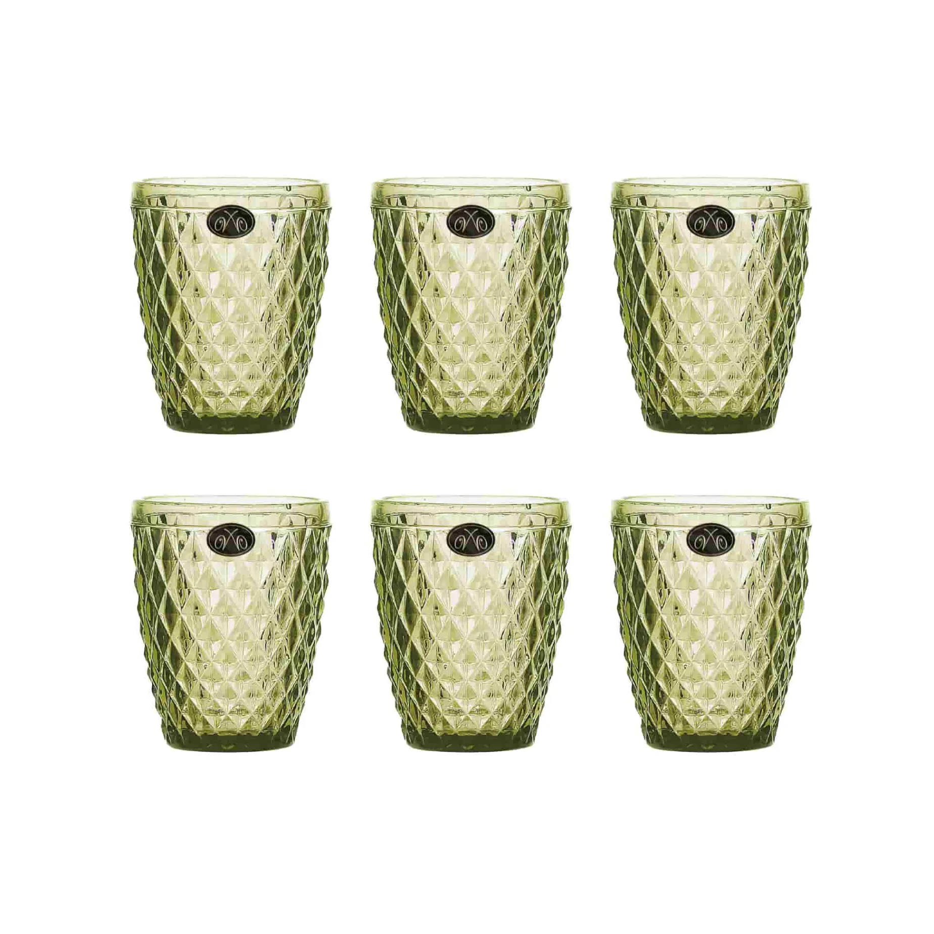 Set of 6 Green Diamond Tumblers, 270ml