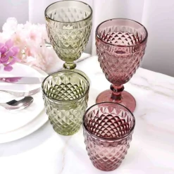 Set of 6 Purple Diamond Wine Glasses, 350ml