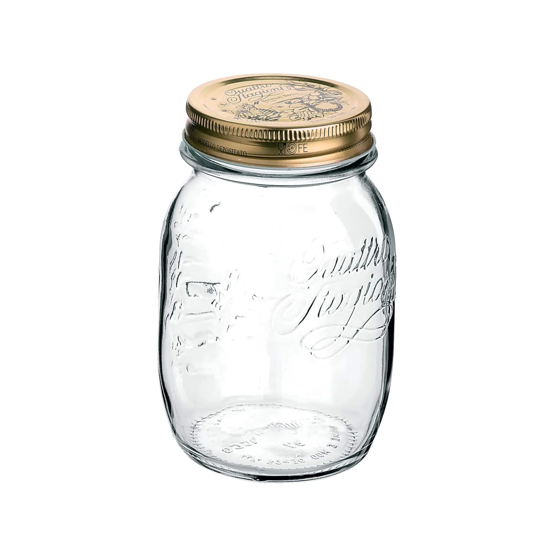 Set of 12 Quattro Staggioni Wide Mouth Screw Top Glass Preserving Jars, 700ml
