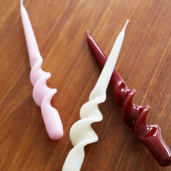 Set of 3 Red and Purple Spiral Candles