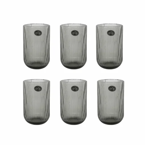 Set of 6 Ribbed Green Highball Glasses, 430ml