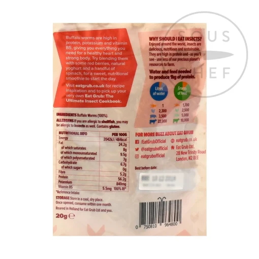 Short Dated Edible Buffalo Worms, 20g