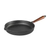 Skeppshult Cast Iron Deep Frying Pan with Beech Wood Handle, 28cm