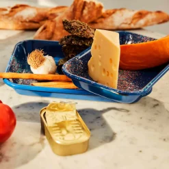 Splatter Fest Enamel Roasting and Serving Dish, Cobalt Blue