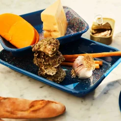 Splatter Fest Enamel Roasting and Serving Dish, Cobalt Blue