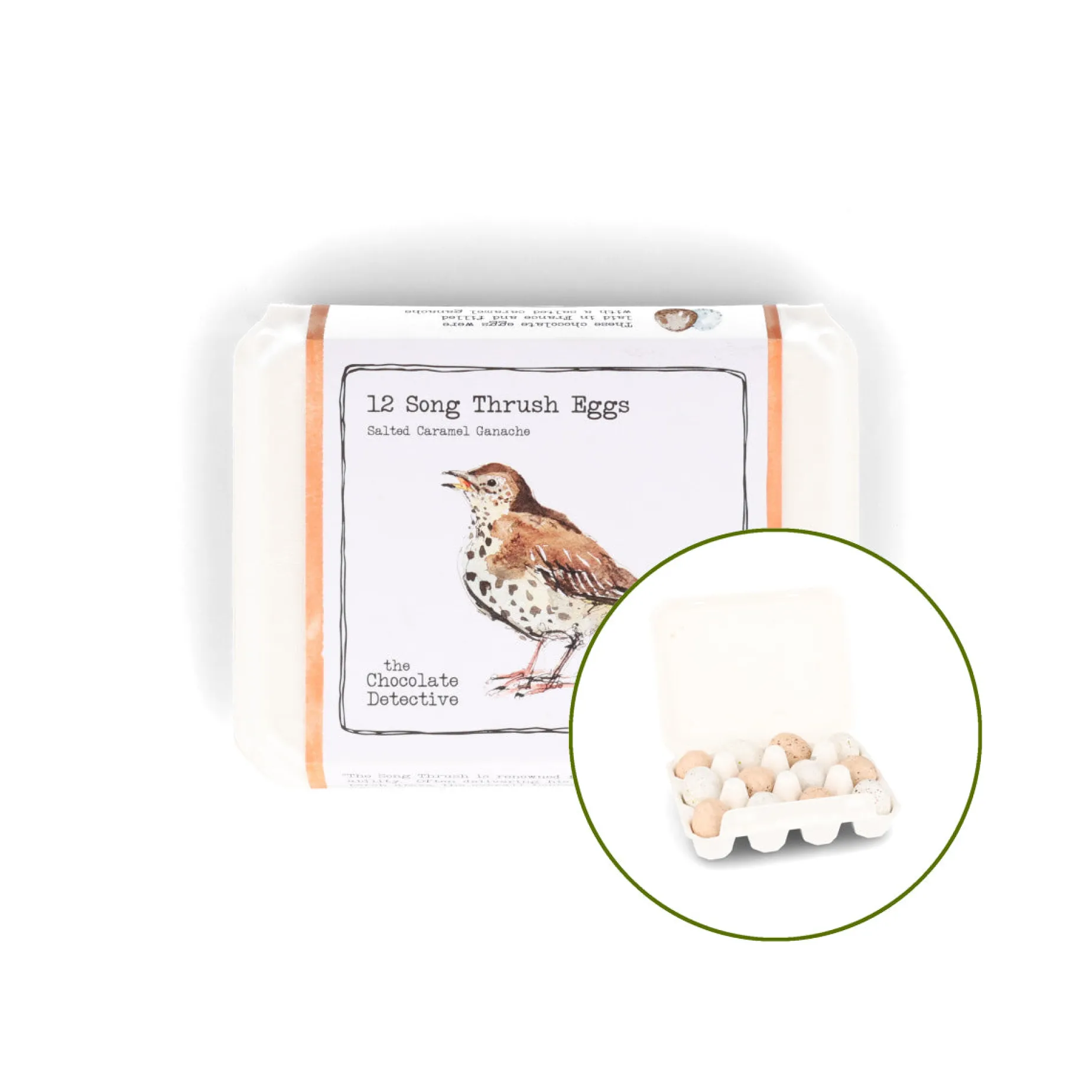 The Chocolate Detective 12 Song Thrush Chocolate Eggs, 150g