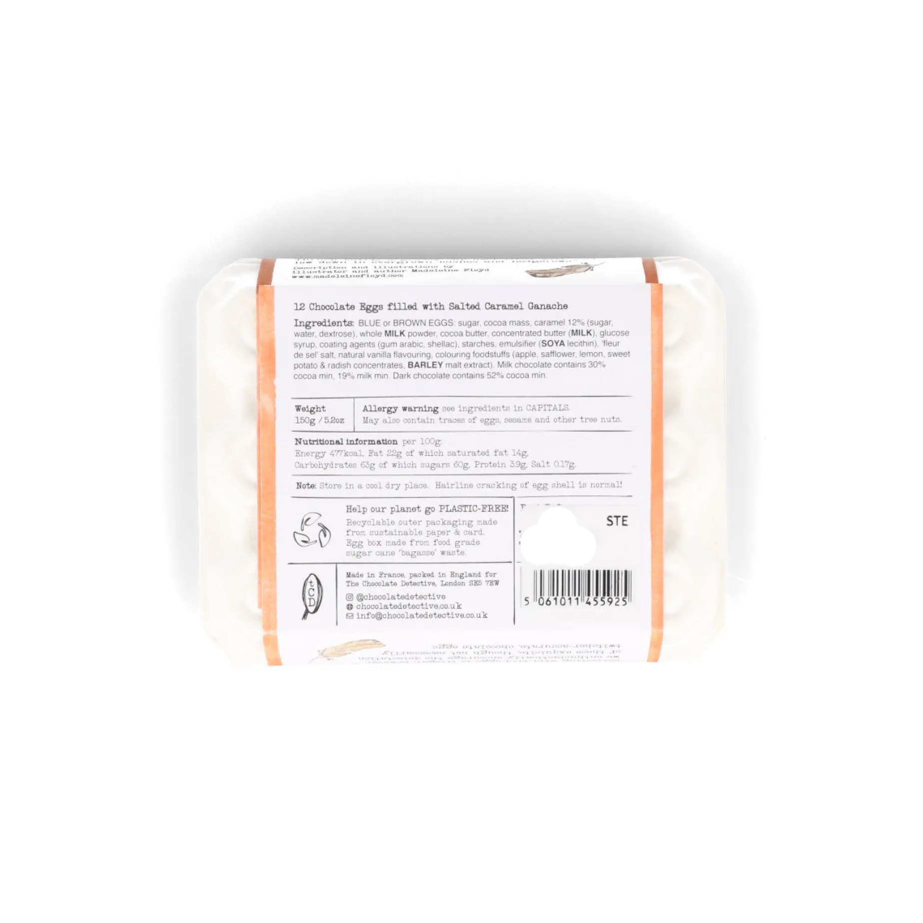 The Chocolate Detective 12 Song Thrush Chocolate Eggs, 150g