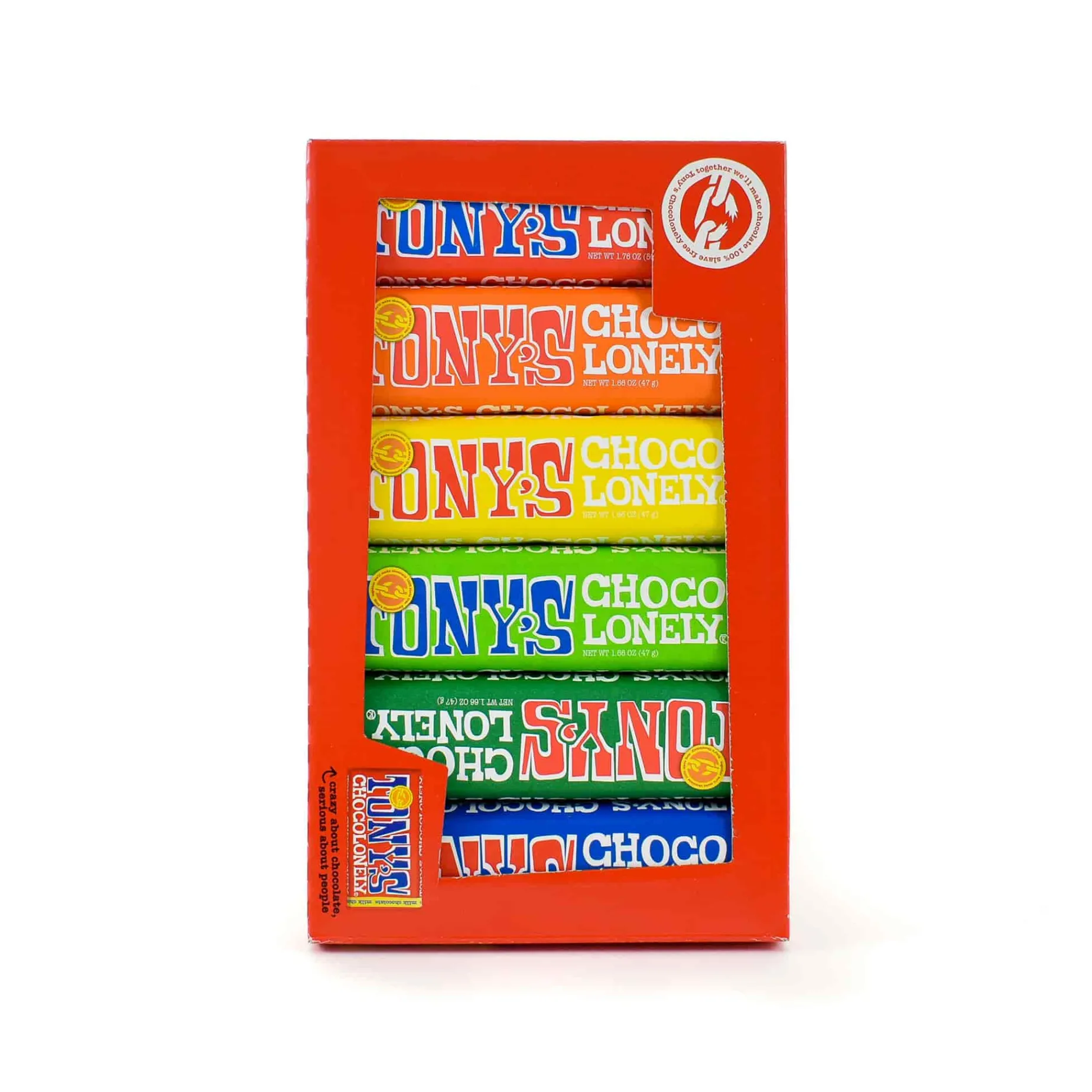 Tony's Chocolonely Chocolate Rainbow Tasting Pack, (6 x 47/50g)
