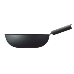 Unilloy Black Japanese Lightweight Cast Iron Wok, 31cm