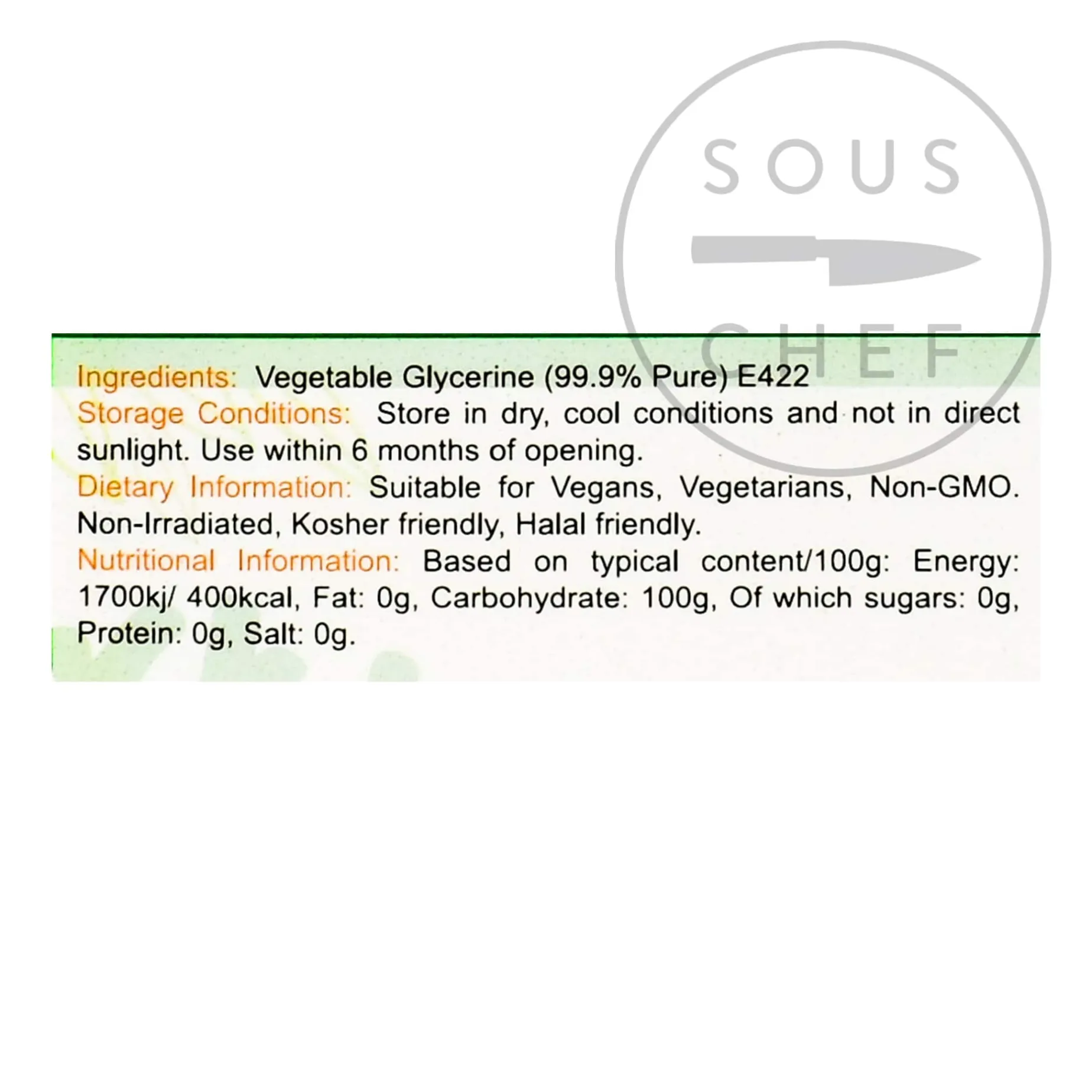 Vegetable Glycerine, 1 Litre