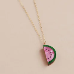 Wolf & Moon Watermelon Necklace